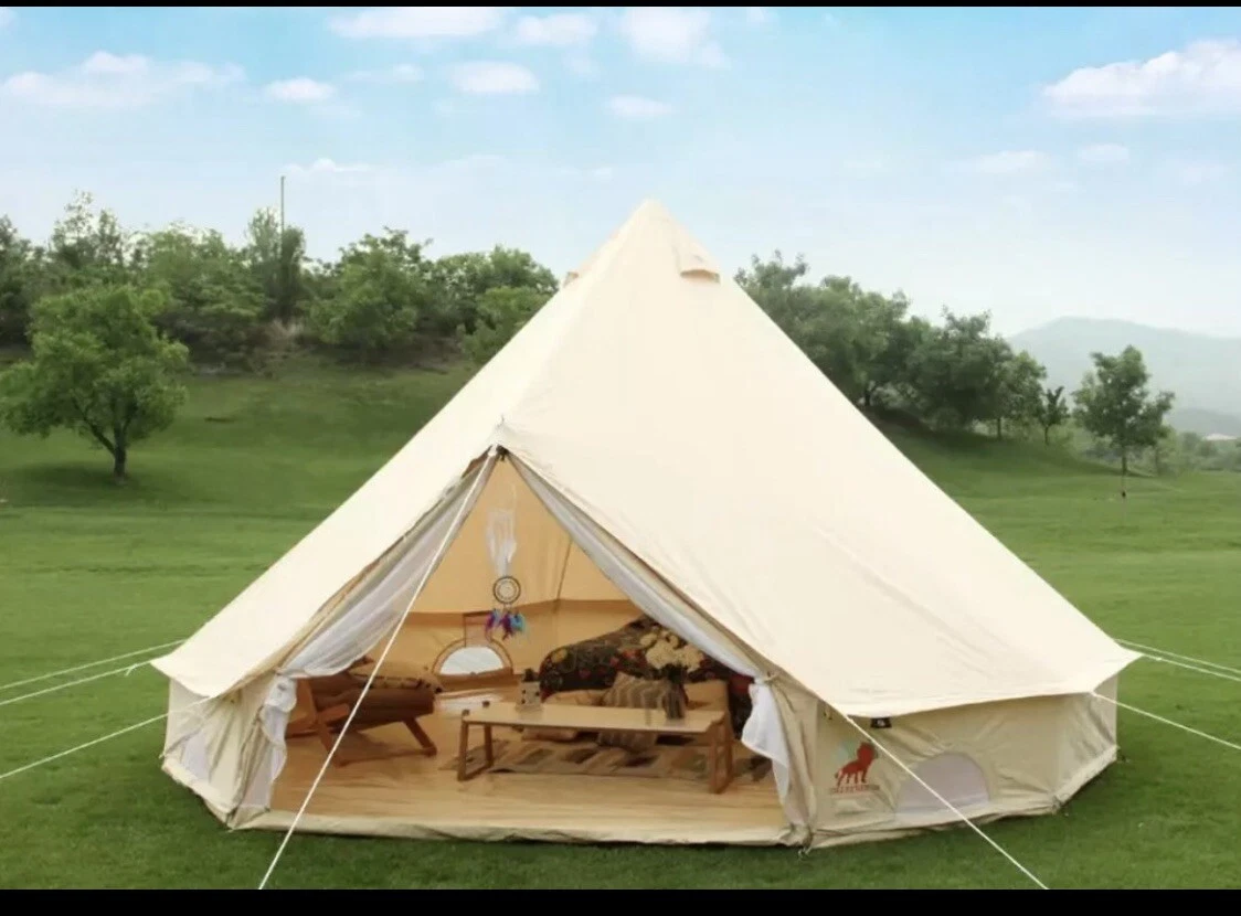 4 Meter Bell Tent Cotton Canvas With Stove Outlet. Sale !Reduced £475 To  £445. | eBay