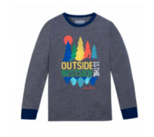 Eddie Bauer Boys' Pajama Shirt Grey/Multi Blues Size-S 7-8 NWOT