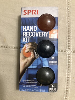 SPRI 3 Pack, Hand Recovery Kit, Color Coded, Light, Medium, Firm Resistance