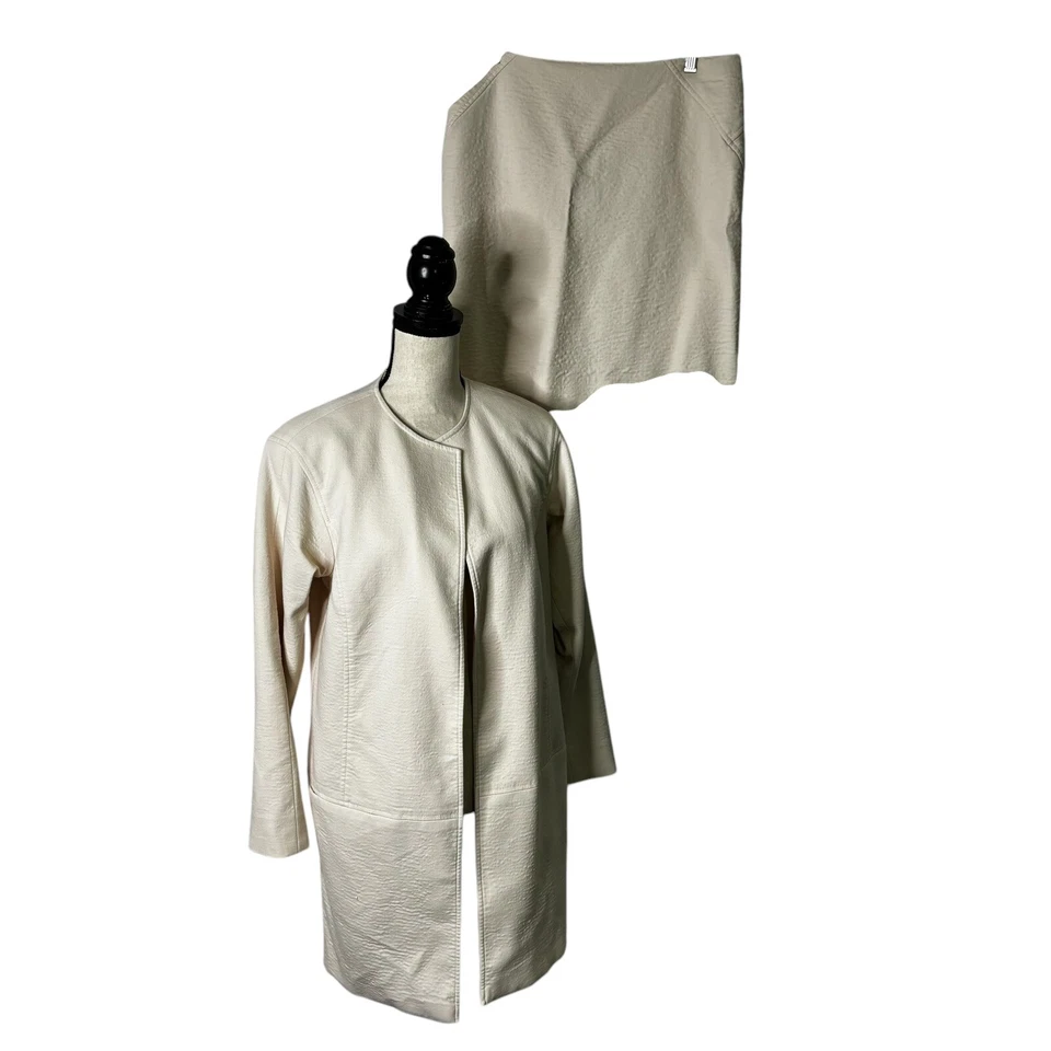 Worth New York Conjunto Falda Talla 8 Marfil Chaqueta Larga Línea Falda Mezcla Lana 2 Piezas LEER Foto 2 de 4