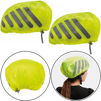2x Fahrradhelm Regenschutz reflektierenden Streifen Fahrrad Helm Regenhaube Neon