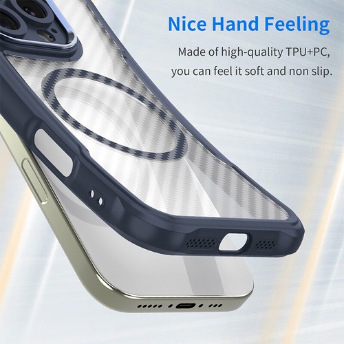 For iPhone 16 Pro Max 15 14 13 Carbon Fiber Pattern Shockproof Rugged Back Case - Afbeelding 15 van 31