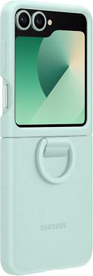 Original / Offizielle Samsung Galaxy Z Flip6 Silikon Hülle mit Ring Neuwertig (Grün)