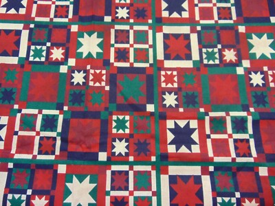 2pc Cotton Fabric Texas Star Cheater Quilt Print Yardage & Scrap Piece