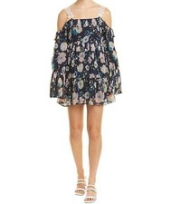 Anthropologie Foxiedox Brylee Mini Dress Cold Shoulder Navy Womens size M NEW