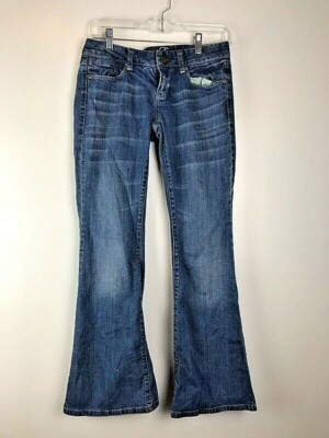American Eagle Outfitters Womens Boot Cut Jeans Blue Whiskered Stretch Pockets 2