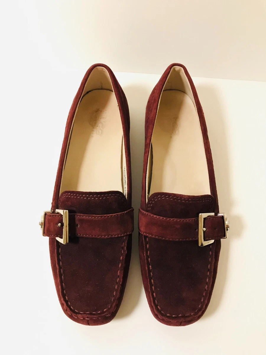 UGG Women Crawford Driving Moccasin 6 Burgundy Suede Leather Loafers Shoes 5149