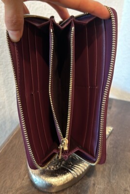 TED BAKER JORJANA LEATHER FLOWER EYELET ZIP AROUND WALLET IN