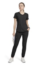 Scrubs For Women Set Layered V-Neck Top  Mid Rise Pull-On Jogger Scrub Pant,...