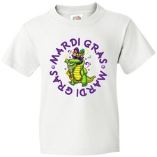 Inktastic Mardi Gras 2021 Party Alligator Youth T-Shirt Funny New Orleans Beads