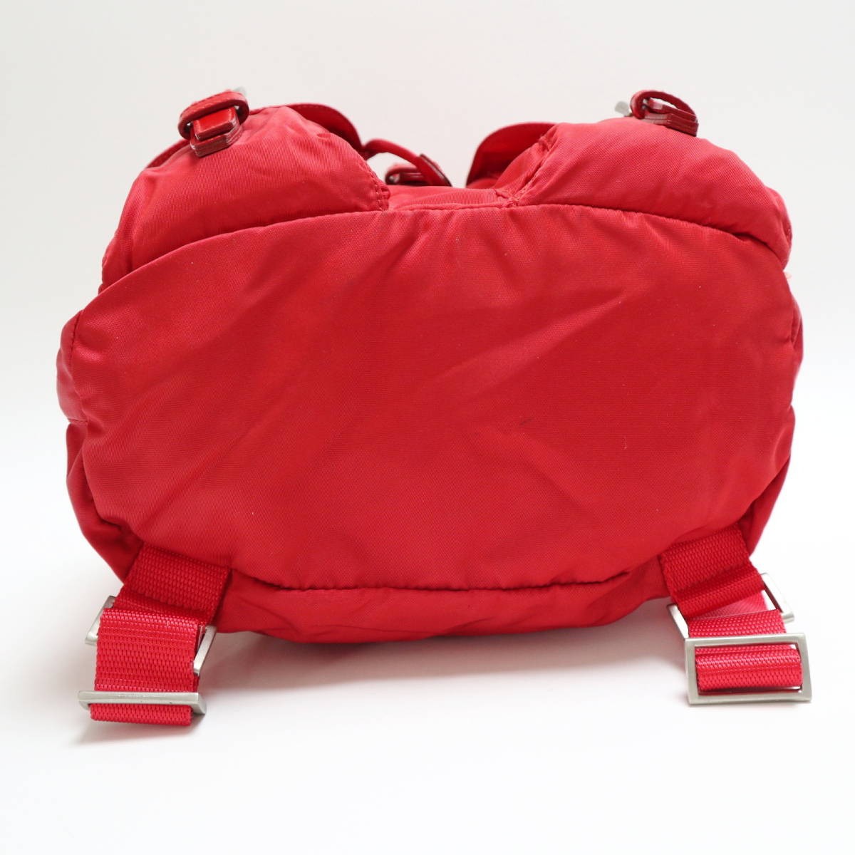 PRADA Logo Plate Nylon/Leather Mini Backpack Rucksack Red S2511