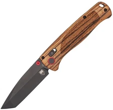 COBRATEC KNIFE - ZEBRAWOOD BAR LOCK/TANTO - BLACK FINISH D2 BLADE - NIB
