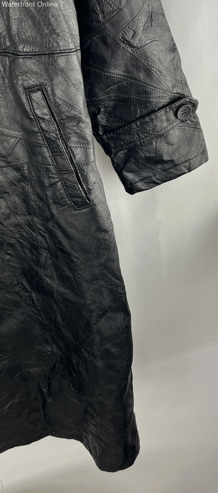 Giovanni Navarre Men's Black/Patchwork Leather Trench Coat Size L NWT MSRP $249 - Image 3 of 4