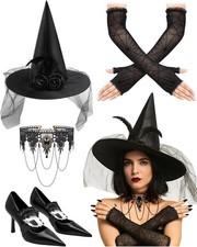 4 Pack Halloween Witch Accessory Women Hat Shoe Covers...