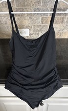 La Blanca One Piece Swimsuit Womens Sz 10 Black Tummy Control Ruched UPF50