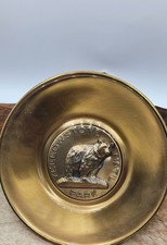 Yellowstone National Park Vintage Bronze Dish Grizzly Bear 1940s-1970s