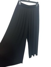 ZARA Women's XS Pleated Cropped Wide Leg Pull On Pants in Black
