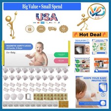Magnetic Baby Cabinet Locks 20 Pack Keyless Discreet Child Safety - White, No...