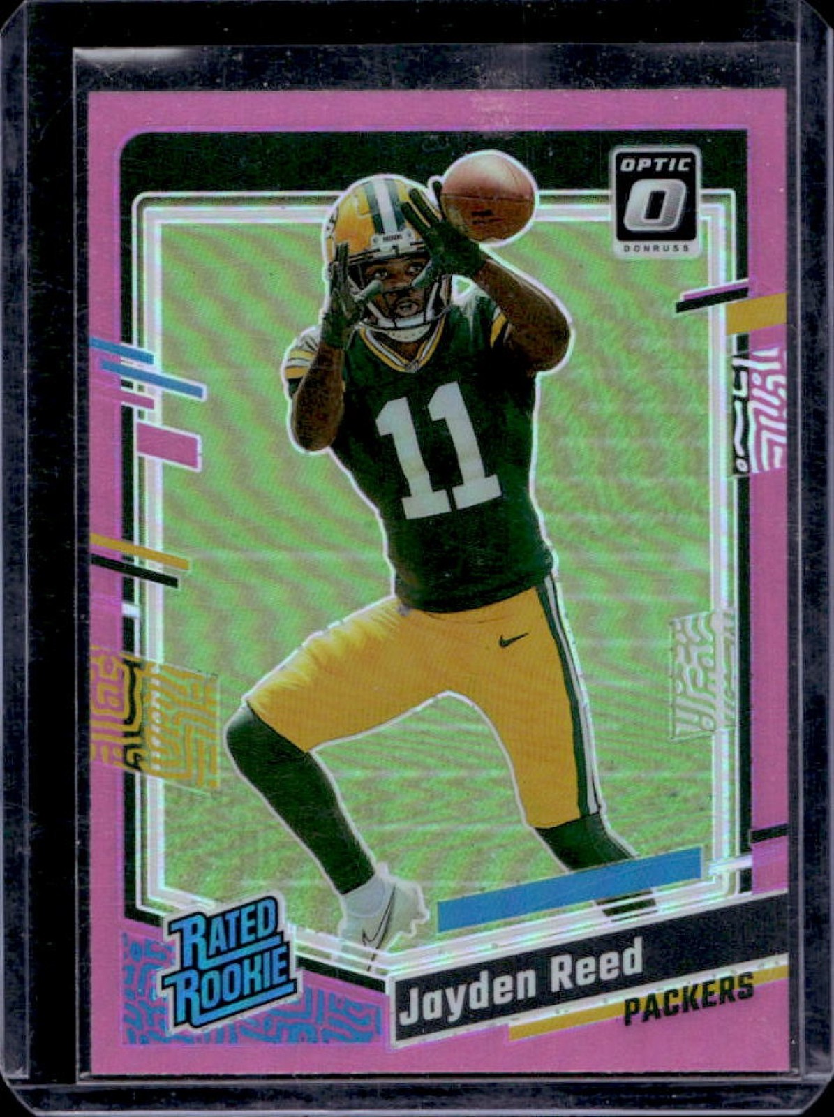 2023 Donruss Optic Jayden Reed Pink Prizm Rated Rookie #239 Packers