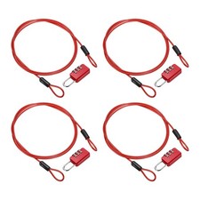 Security Cable with 3 Digit Combination Lock, 3.28 ft x 3/32", Red 4 Set 