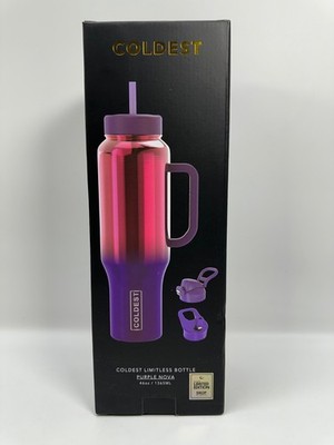 Coldest Limitless Bottle 46oz PURPLE NOVA Insulated Stainless Steel 3 Lids