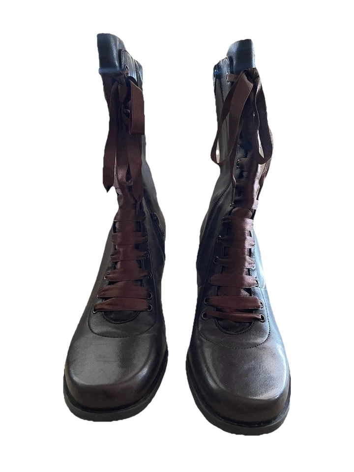 Naturalizer Mujeres Marrón Botines Cinta Satén Zapatos con Cordones 10M 730N08 Bruja Foto 2 de 4