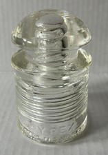 Vintage Clear Glass Pyrex Insulator T.M.R.E. U.S. Pat. Off. Made in USA J M EUC