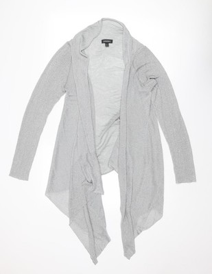 Pomodoro Damen Silber V-Ausschnitt Polyamid Cardigan Pullover Größe 10-Wasserfall