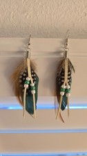 Handcrafted Boho Feather Dangle Earrings