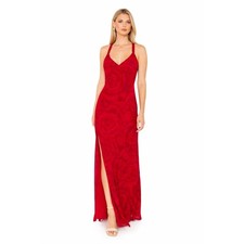 Show Me Your Mumu Red Rose Floral Vienna Maxi Dress V-Neck Side Slit Womens S