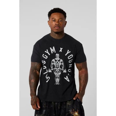 Golds Gym Heather T-Shirt Vintage Bodybuilding Graphic Training Tee