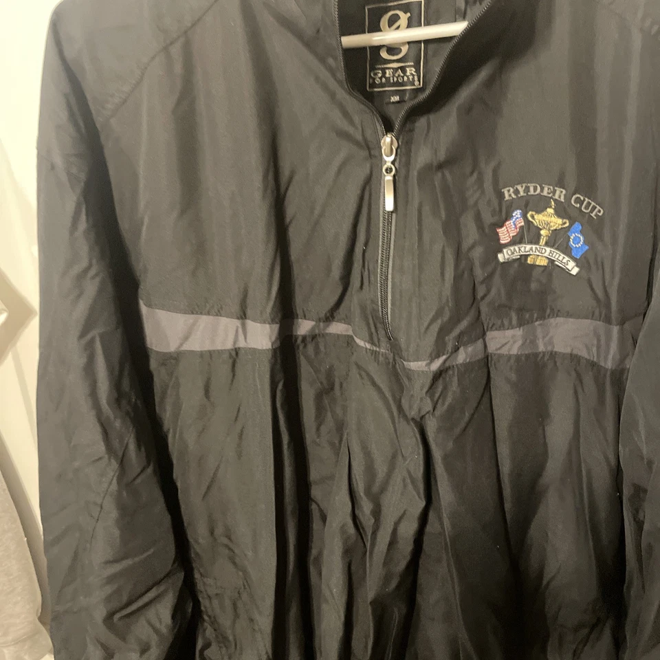 Vintage 2004 Ryder Cup Oakland Hills Golf Jacket Q Zip Windbreaker Flag Black XX - Image 3 of 4