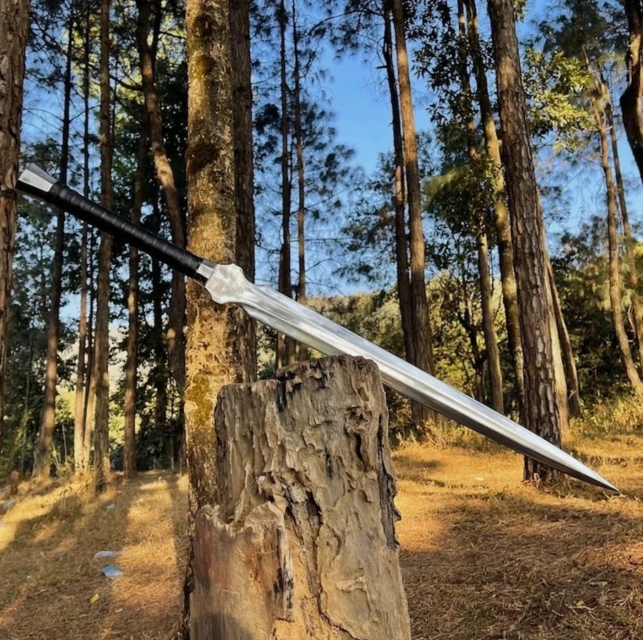 Custom Handmade Carbon Steel Blade Tactical Viking Sword / Hunting Sword Camping