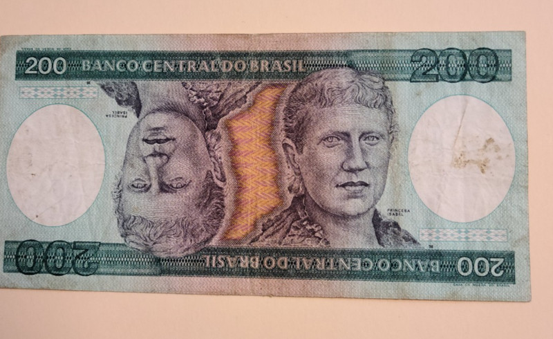 Brazil 200 Cruzeiros Note - Circulated - Free Shipping