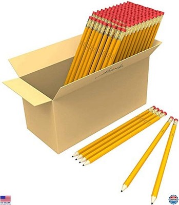 650 Pack Pre-Sharpened #2 HB Wood Pencils with Erasers - USA Standard Graphite