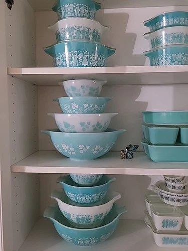 Vintage JAJ Pyrex Bowl Set Of 4 Robin Egg Blue Gooseberry Cinderella Mixing Bowl