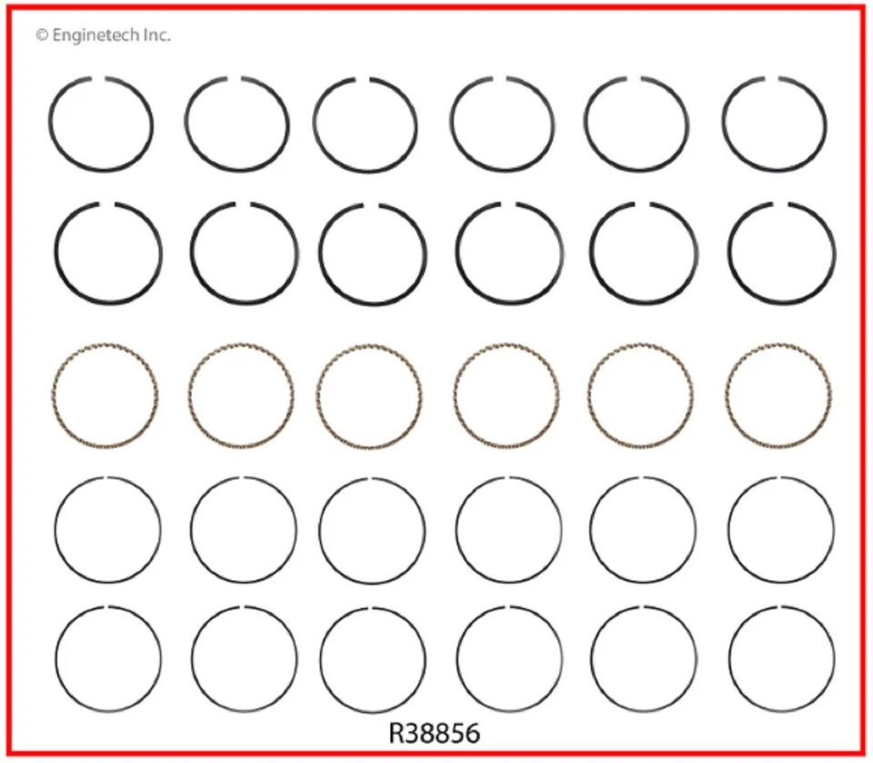 Anéis de pistão fundido Chevy Chevrolet GMC 230 250 6 cilindros 1963 - 1984 Enginetech - Imagem 3 de 3