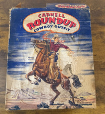 Carnell Roundup Cowboy Outfit Genuine Leather Holster 2 Toy Guns Good Condition