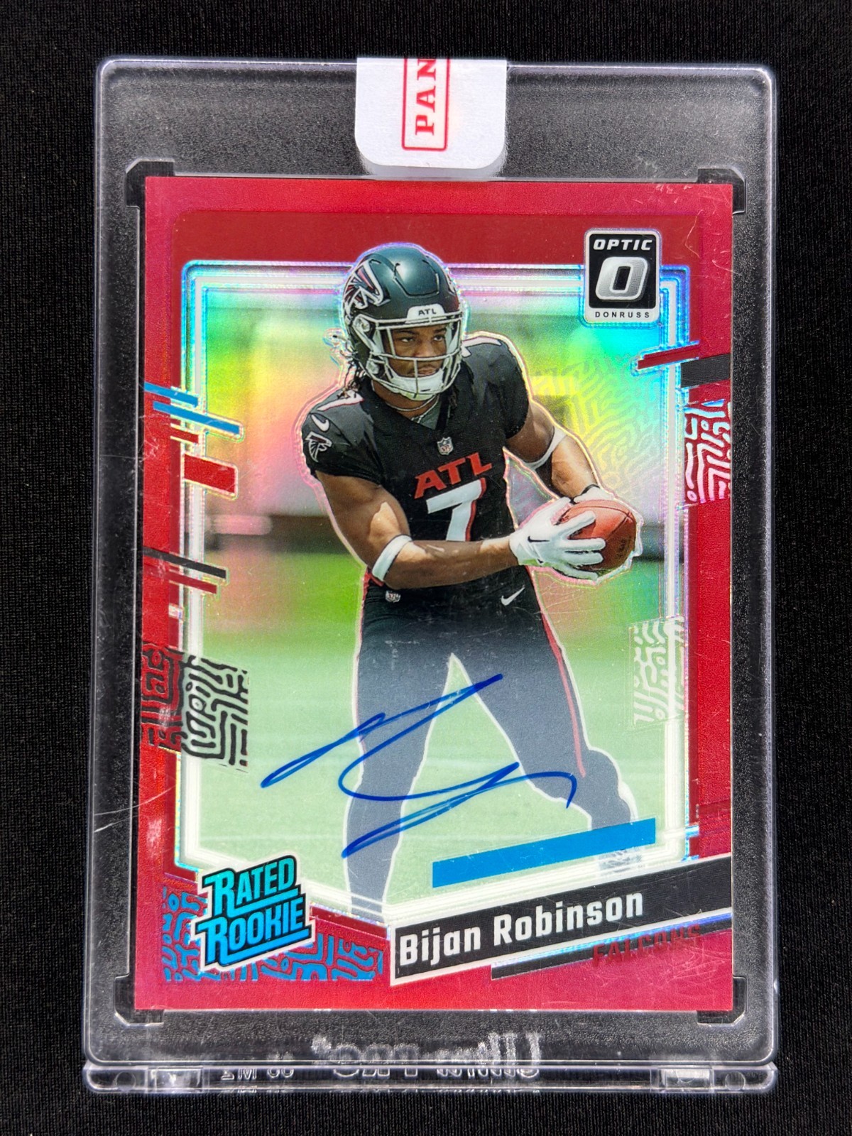 Bijan Robinson 2023 Panini Donruss Optic Rated Rookie Red Prizm Auto /75