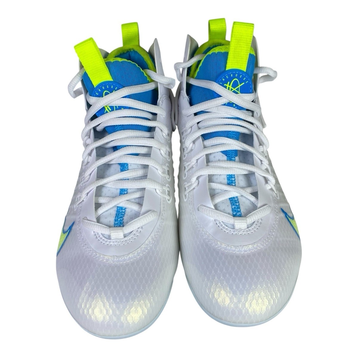 New Mens Nike Huarache 9 Elite Mid SE Lacrosse Cleats Size 7 White Blue Green Nike Huarache 9 Elite Mid Lacrosse Cleats White/Vivid Blue  main image 3