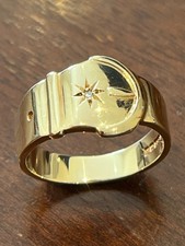 Vintage 9ct Gold Diamond Set Buckle Ring