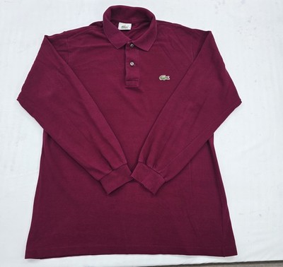 Lacoste Mens Polo Shirt Burgundy Pique Cotton Size 3 L.12.12