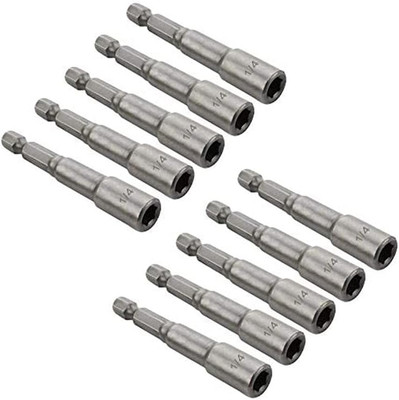 10Pcs  1/4'' Hex Shank Magnetic Power Nut Driver Bit Sets, Quick Change Socket N