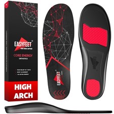 Arch Support Insoles for Men Women - High M Men 9-10.5/Women 10-11.5 , Black