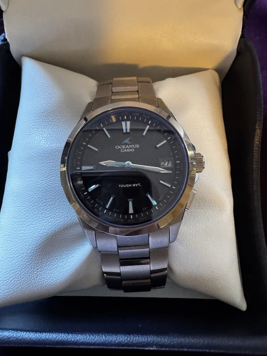 Casio Oceanus OCW-300 Titanio Solar Radio Cristal de Zafiro Reloj Hombre 100m Fecha