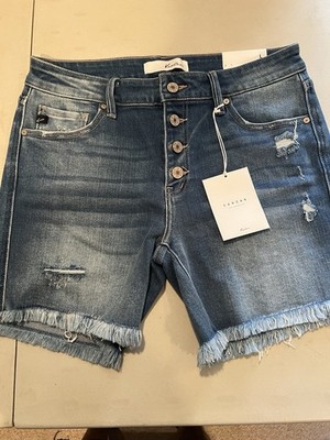 Women s KANCAN Mid Rise Button Fly Jean Shorts Size Large NWT