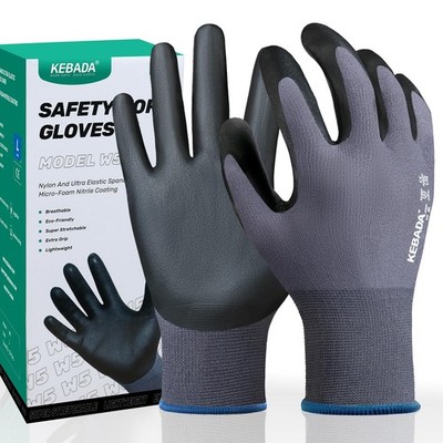 12 Pairs Work Gloves for Men and Women, Nitrile Coated Safety Protective Glov...