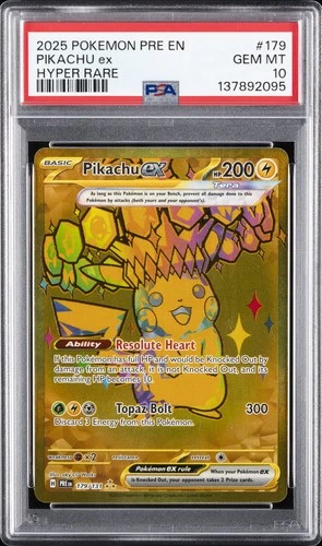 2025 POKEMON PRE EN-PRISMATIC EVOLUTIONS HYPER RARE #179 PIKACHU EX PSA 10
