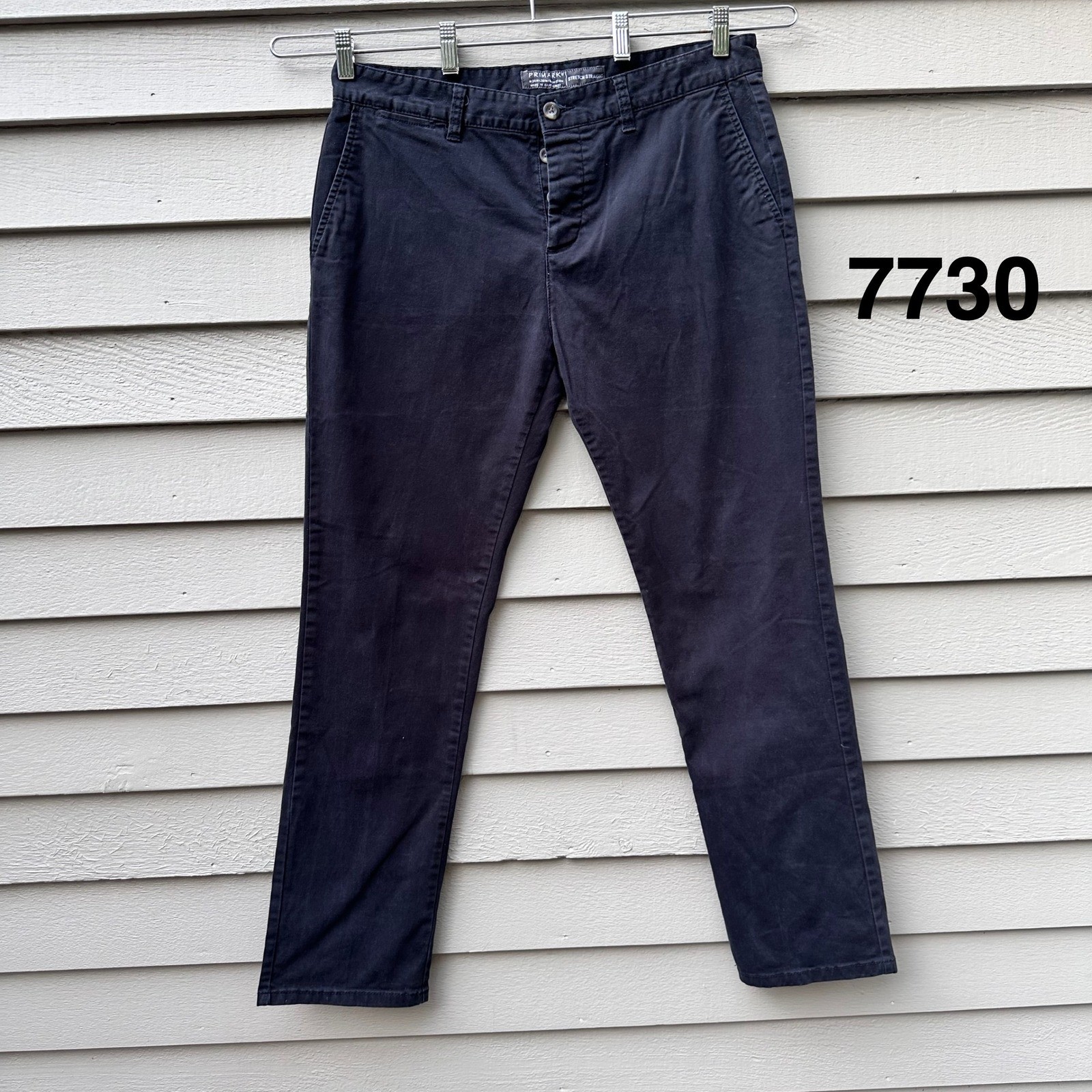 Primark Mens Stretch Straight Chino Pants Black 34x32 Button Fly Trousers