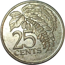 2007  Trinidad & Tobago 25 Cents  Coin